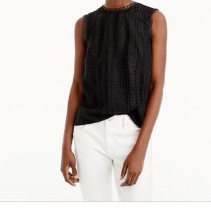 J. CREW Mixed Lace Sleeveless Black Top Size 12 - lined